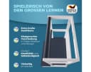 Spielwerk Lernturm mit Tafel - 2-in-1 Stehhilfe aus Kiefernholz Grau/Weiß Bild 3