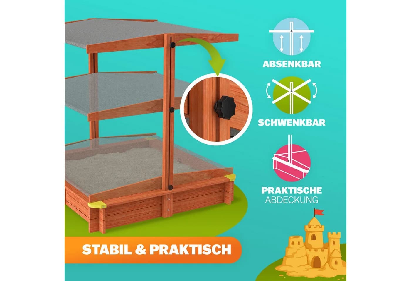 Spielwerk Sandkasten Sami mit Dach UV-Schutz - Bild 3