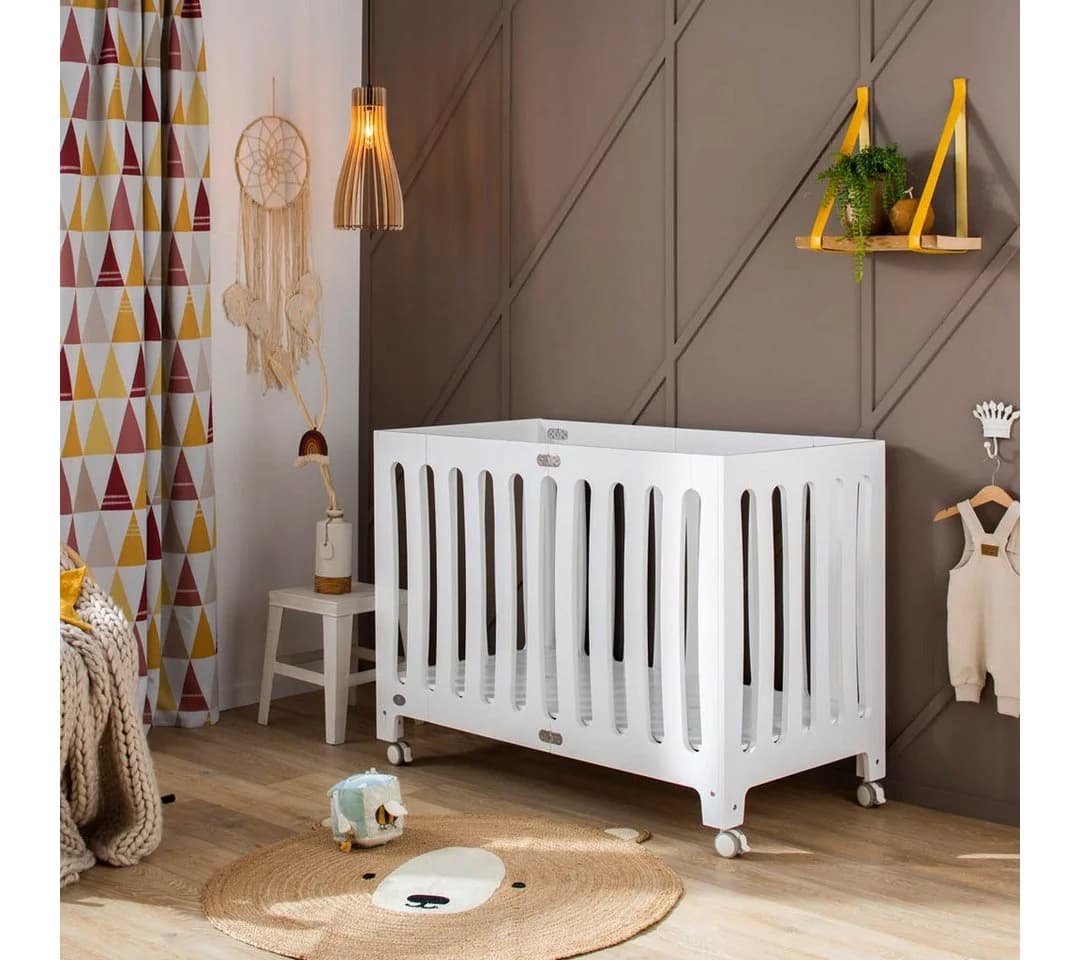 Puckdaddy Baby-Reisebett Henry Weiß Holz Rollen - Bild 5
