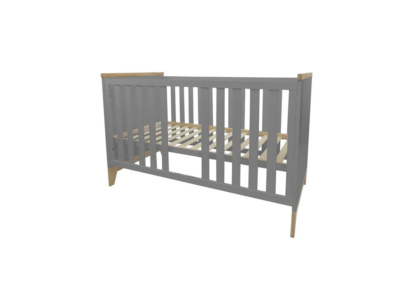 Puckdaddy GmbH Babybett Ida 140x70cm Grau mit herausnehmbaren Sprossen - Bild 2