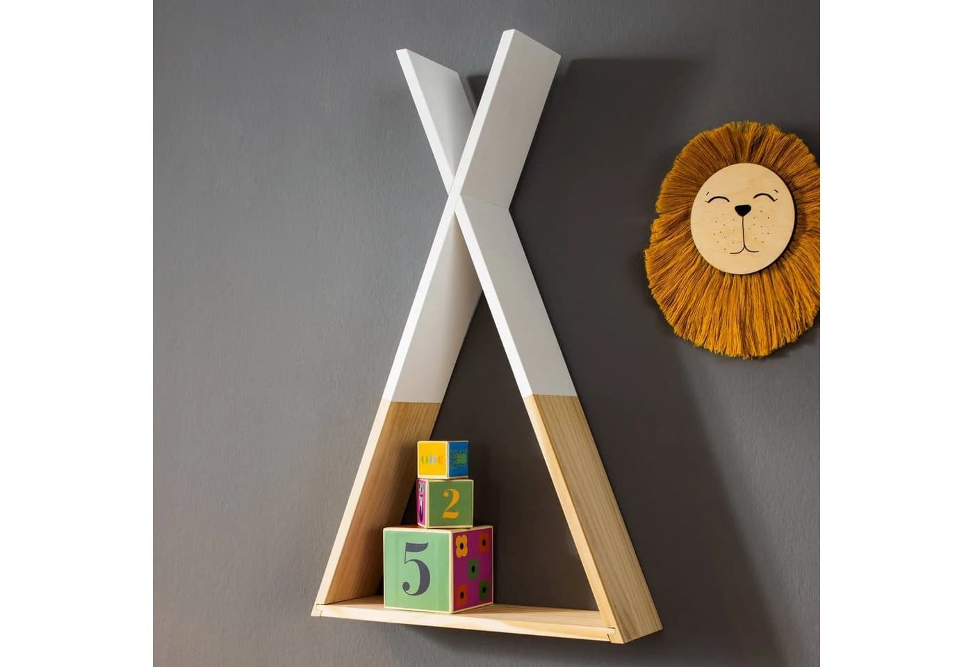 Puckdaddy GmbH Wandregal Hugo Tipi Design Weiß/Natur - Bild 2