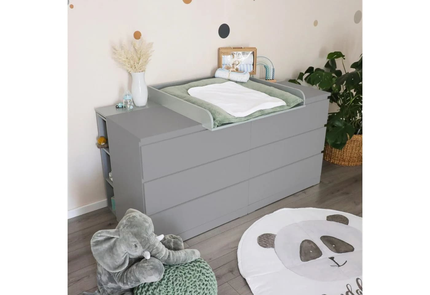 Puckdaddy Wickelaufsatz Lorenz Grau für IKEA Malm Kommoden