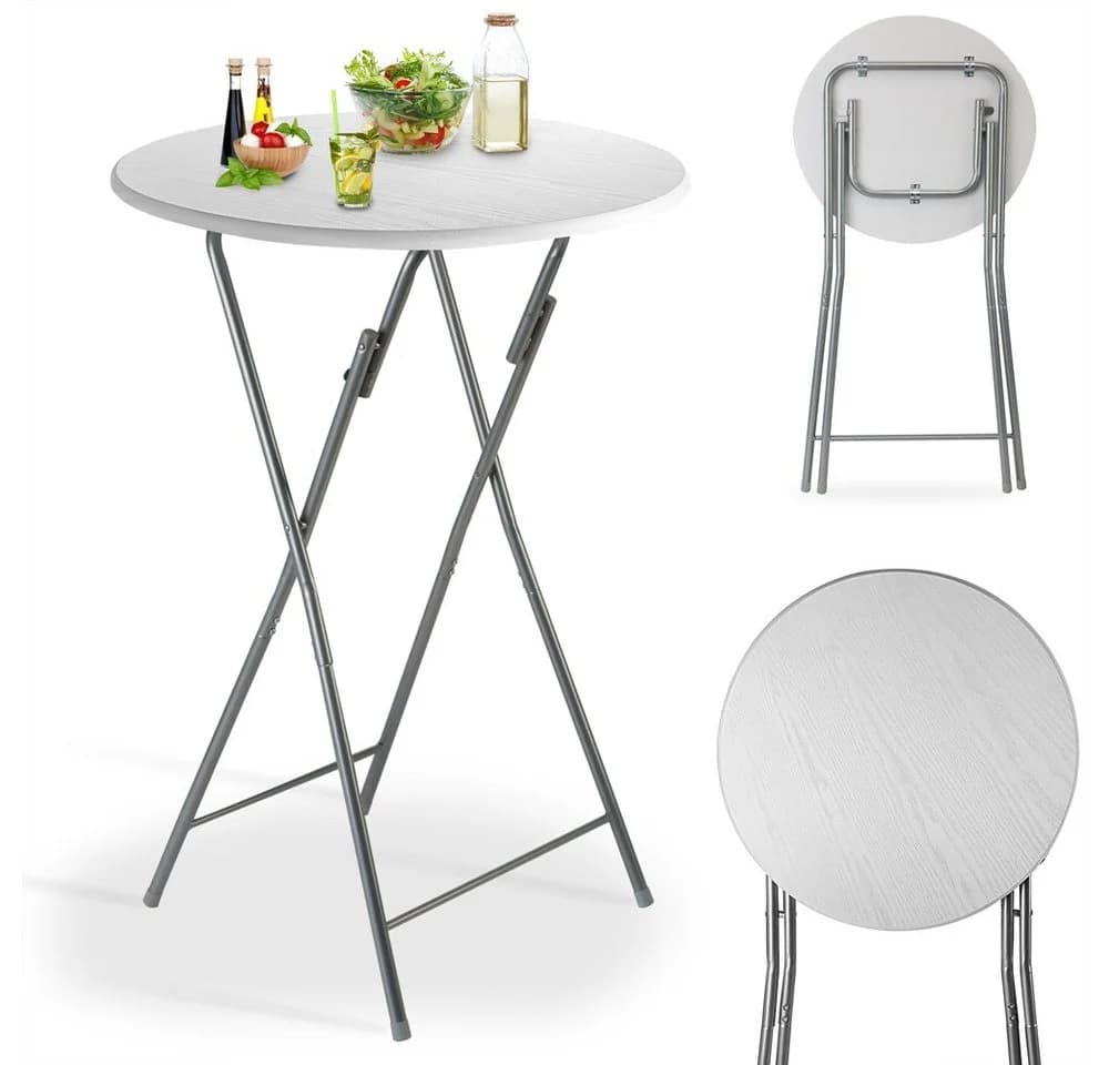 Casaria Stehtisch 2er Set Klappbar Weiß Silber Modern