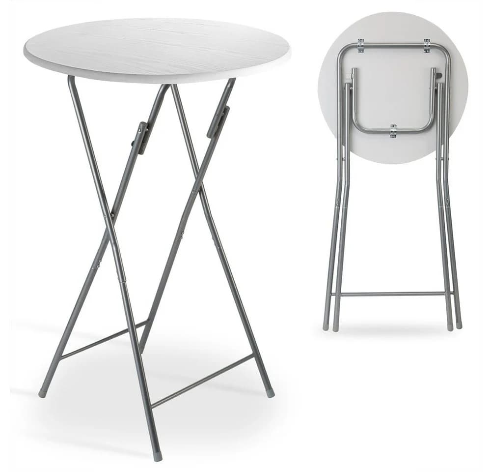 Casaria Stehtisch 2er Set Klappbar Weiß Silber Modern - Bild 5