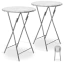 Casaria Stehtisch 2-tlg. Klappbar Weiß Silber Marmoroptik Bild 2