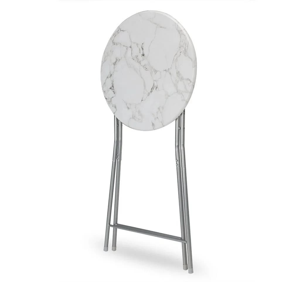 Casaria Stehtisch 2-tlg. Klappbar Weiß Silber Marmoroptik - Bild 5