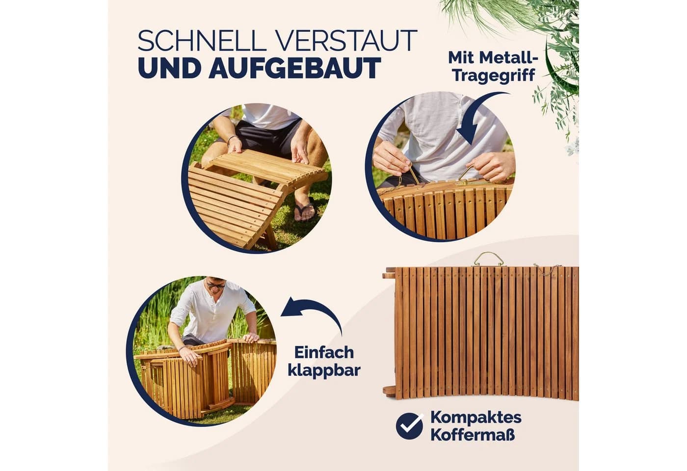 Casaria Gartenliege Braun Holz Gartenliege FSC®-zertifiziert 320kg Belastbar Garten Akazie - Bild 4
