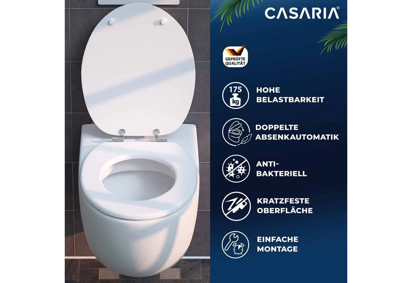 Casaria WC-Sitz mit doppelter Absenkautomatik Weiß MDF - Bild 1