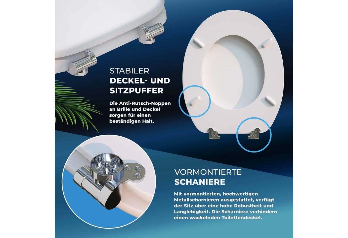 Casaria WC-Sitz mit doppelter Absenkautomatik Weiß MDF - Bild 5