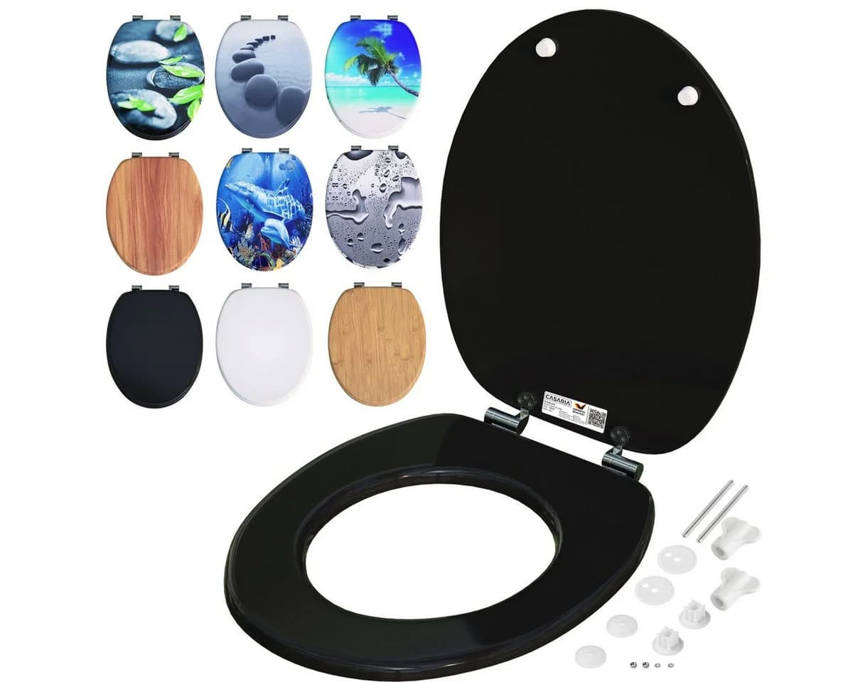 Casaria WC-Sitz mit doppelter Absenkautomatik - Schwarz MDF - Bild 2