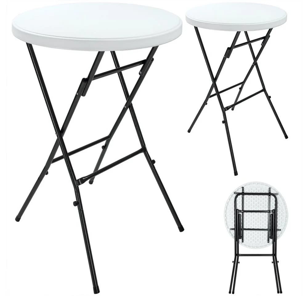 Casaria Stehtisch Klappbar 2er Set Weiß/Grau Kunststoff - Bild 2