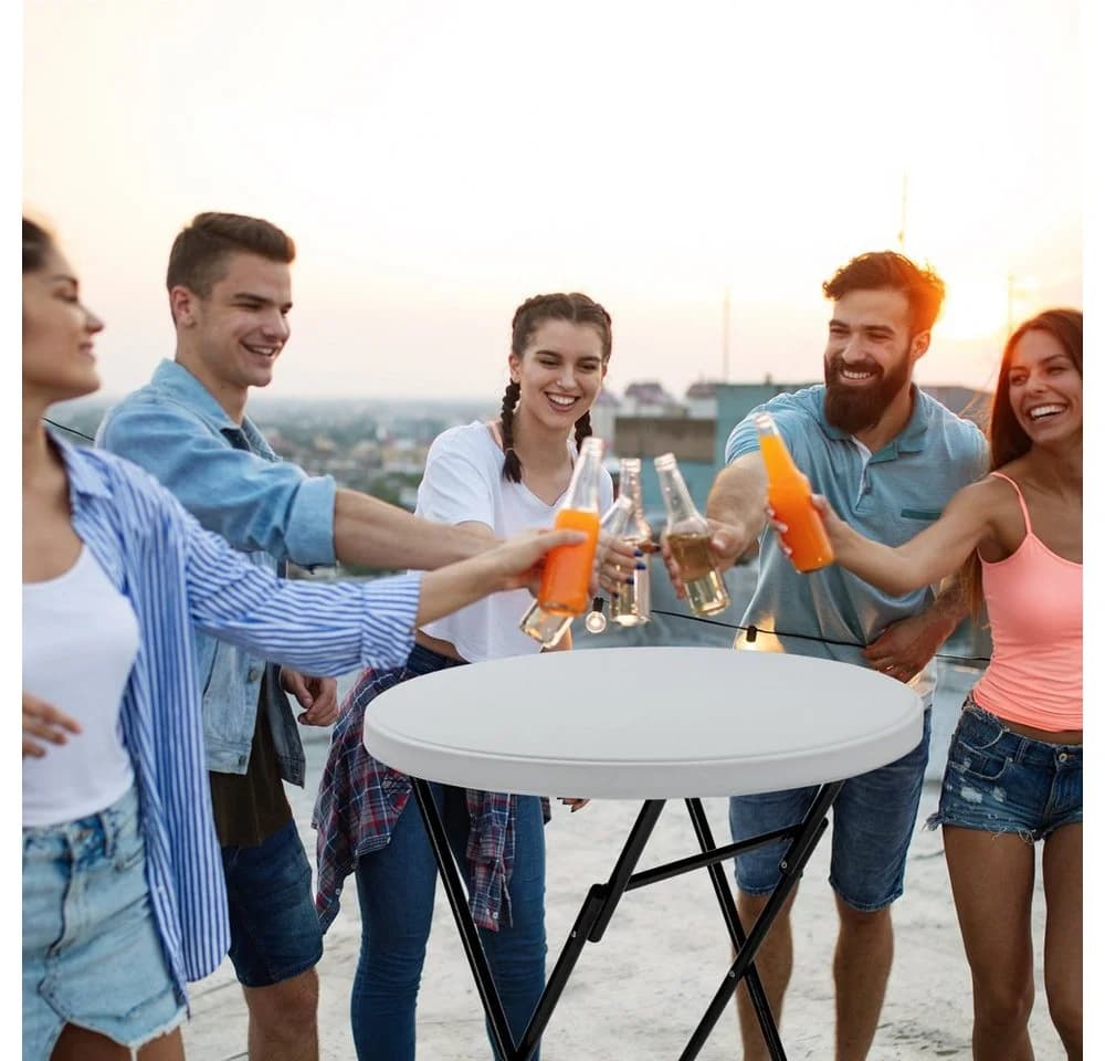 Casaria Stehtisch Klappbar 2er Set Weiß/Grau Kunststoff - Bild 3