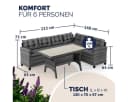 Casaria Gartenlounge-Set Lissabon Grau Polyrattan WPC Bild 1