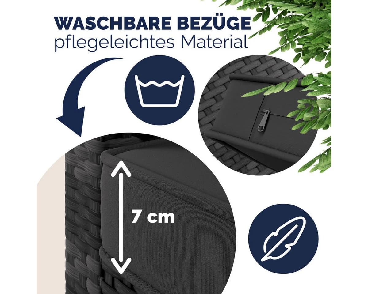 Casaria Gartenlounge-Set Lissabon Grau Polyrattan WPC - Bild 4