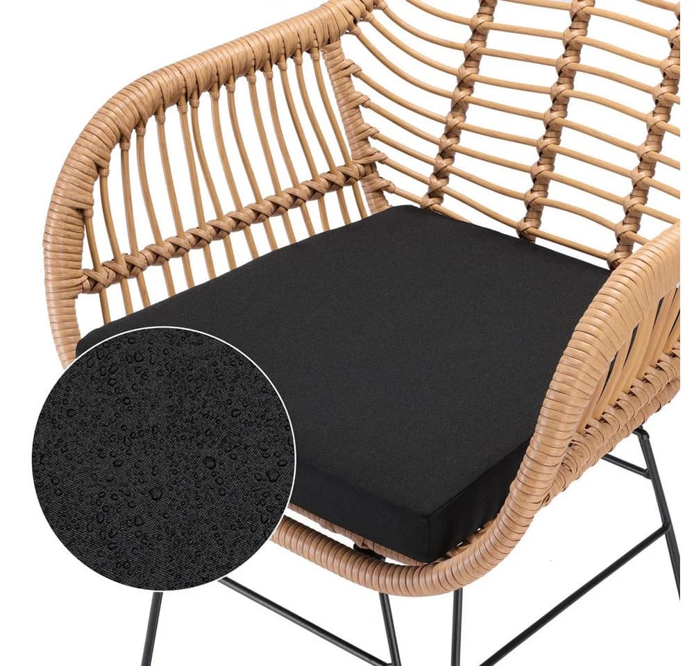 Casaria Gartenstuhl Bali (2 St) Polyrattan 5cm Auflage 59x56x83cm Armlehnen Metall Wetterfest - Bild 5