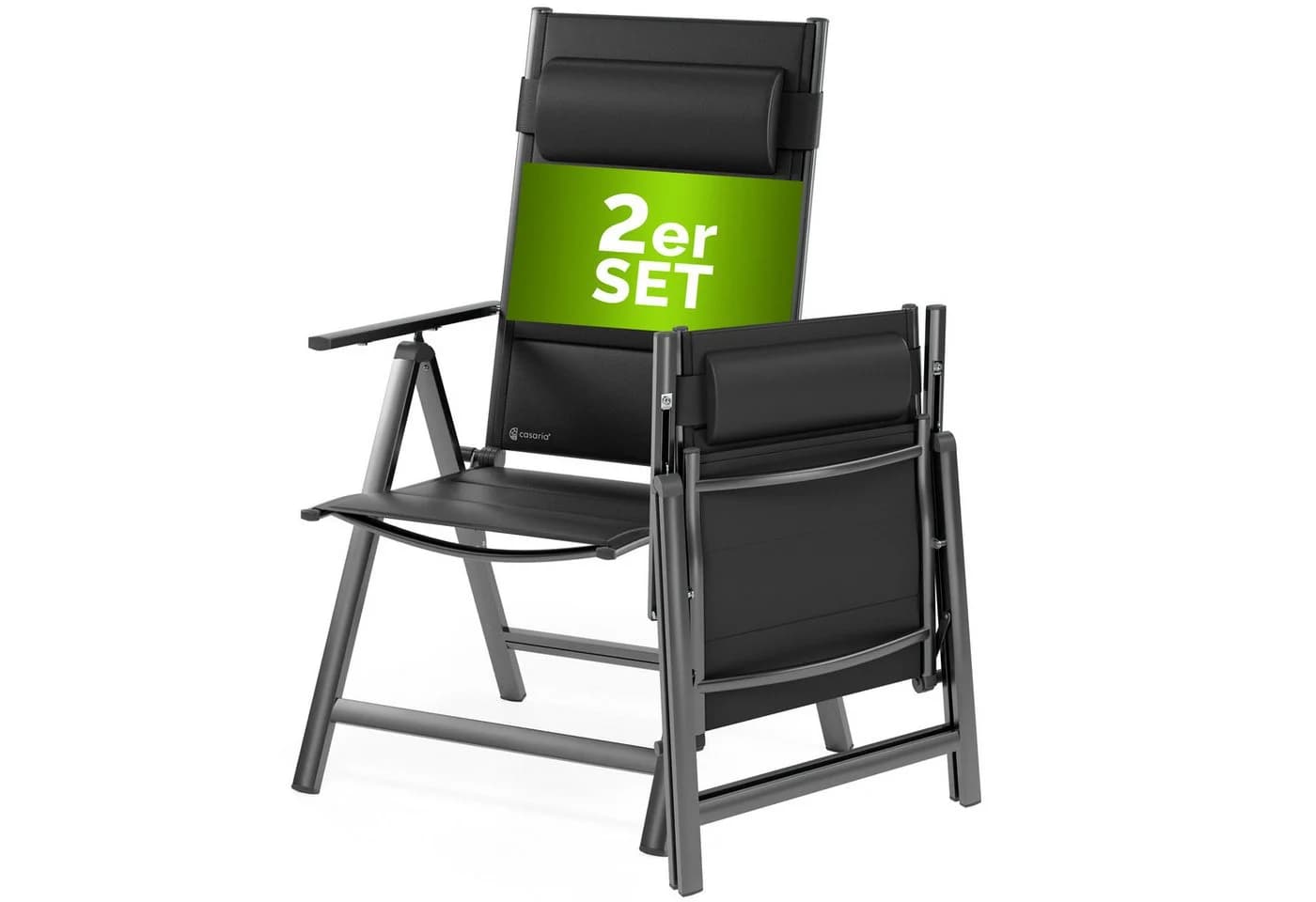 Casaria Gartenstuhl Bern Premium 2er Set Gepolstert Alu - Bild 2