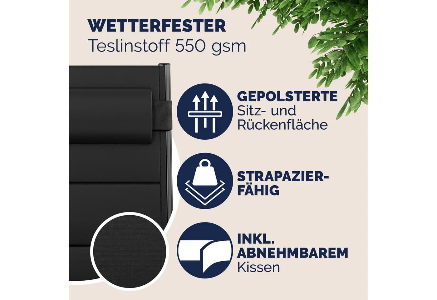 Casaria Gartenstuhl Bern Premium 2er Set Gepolstert Alu - Bild 4