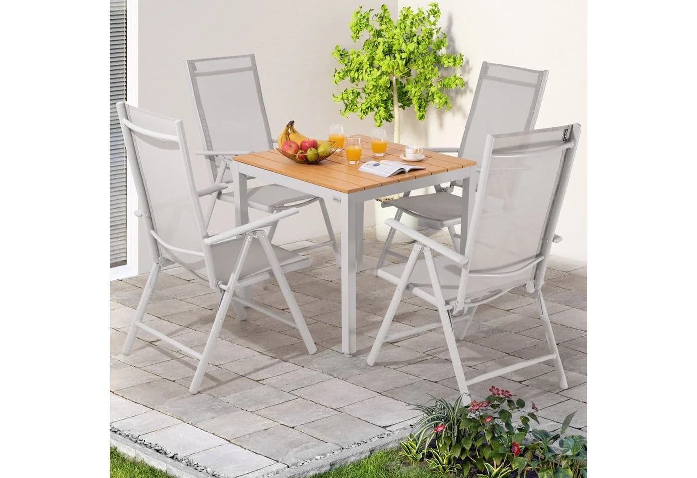 Casaria Garten-Essgruppe Bern 5-tlg. WPC Aluminium Klappbar