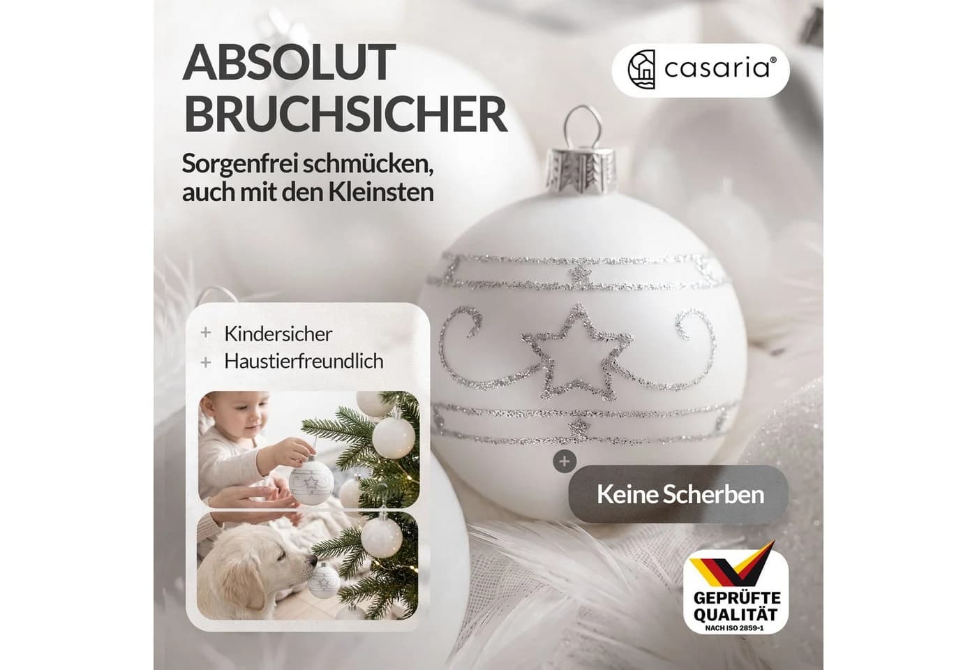 Casaria Weihnachtsbaumkugeln 24-tlg. Ø 6cm Matt Glänzend Glitzernd - Bild 3