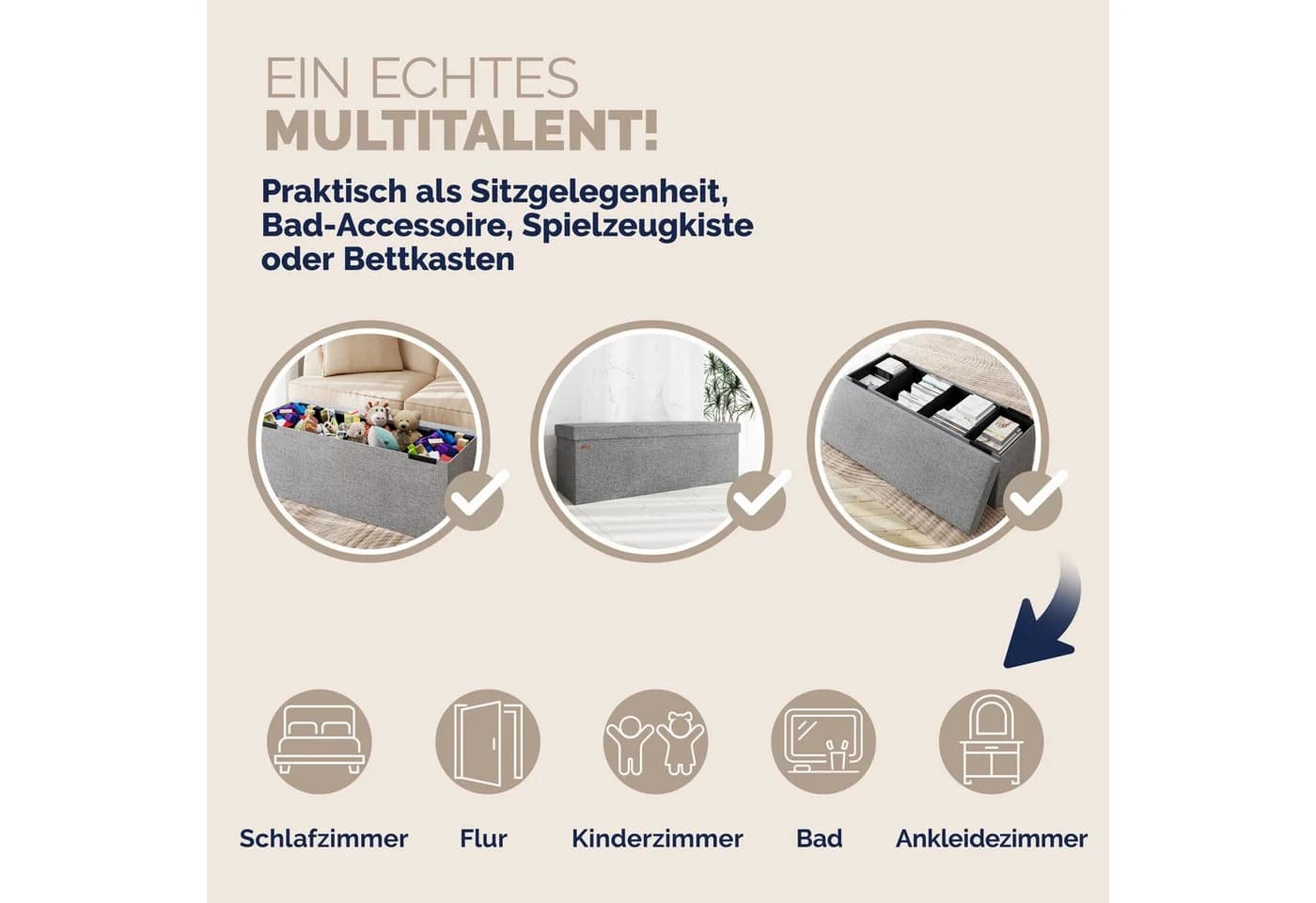 Casaria Sitzbank mit Stauraum 130 L Faltbar Gepolstert - Bild 5