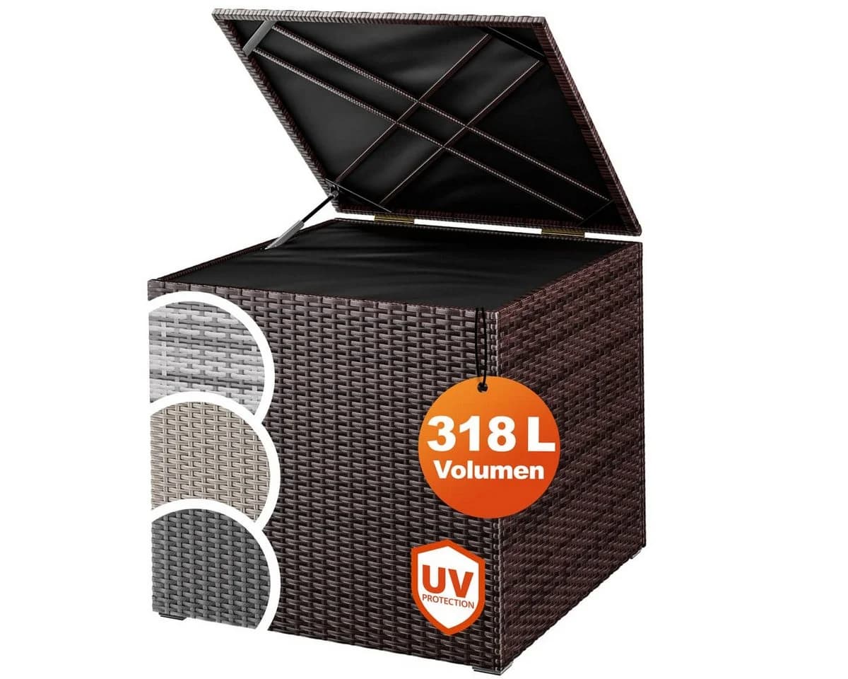 Casaria Auflagenbox 318L Braun Polyrattan mit Gasdruckfeder - Bild 2