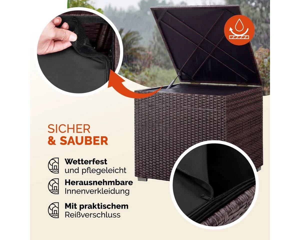 Casaria Auflagenbox 318L Braun Polyrattan mit Gasdruckfeder - Bild 4