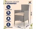 Casaria Gartenstuhl 2er Set Polyrattan Stapelbar mit Auflagen Bild 1