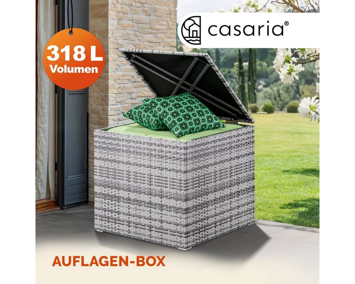 Casaria Auflagenbox Grau 318L mit Gasdruckfeder