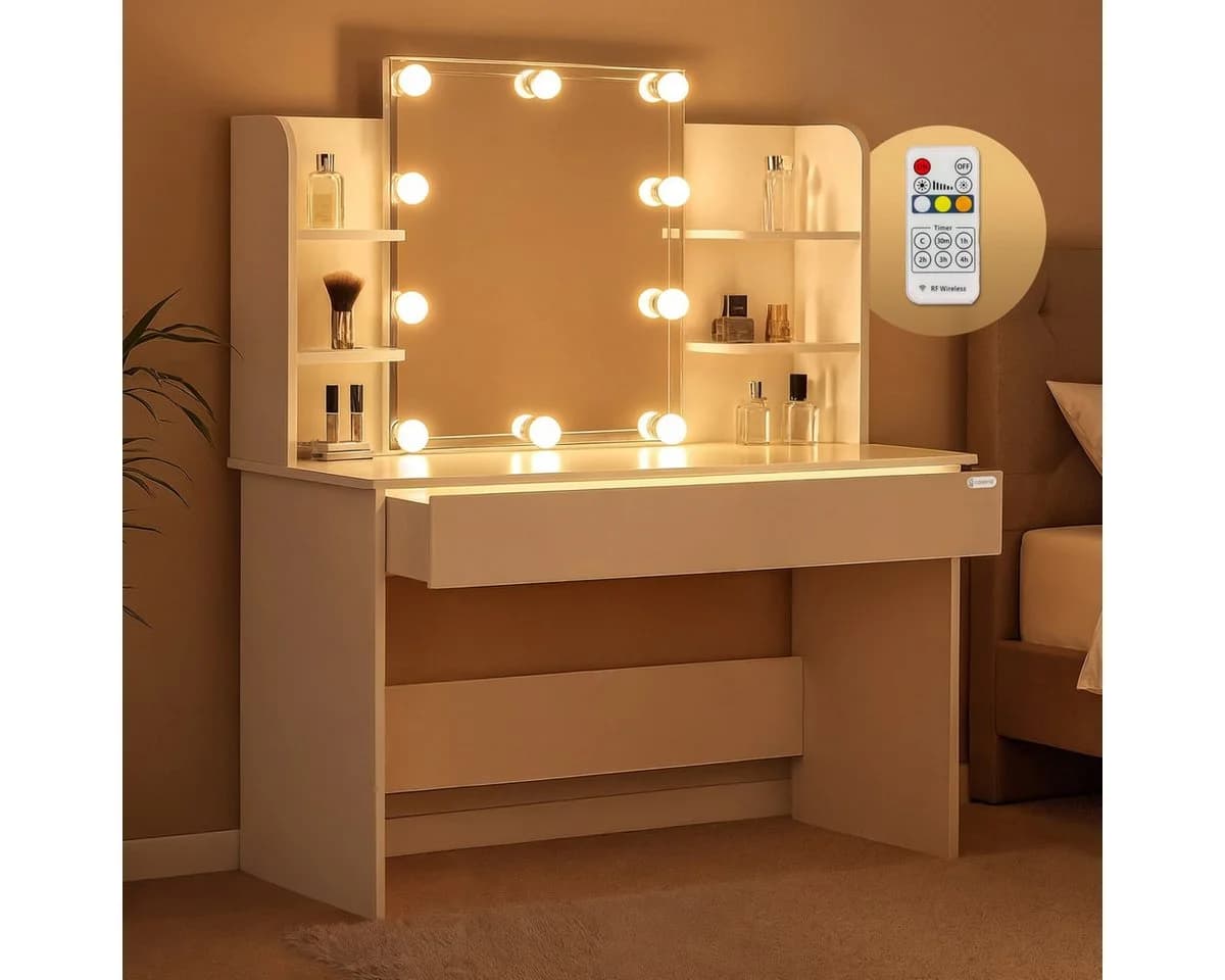 Casaria Schminktisch Lucia Weiß mit LED Beleuchtung - Bild 2