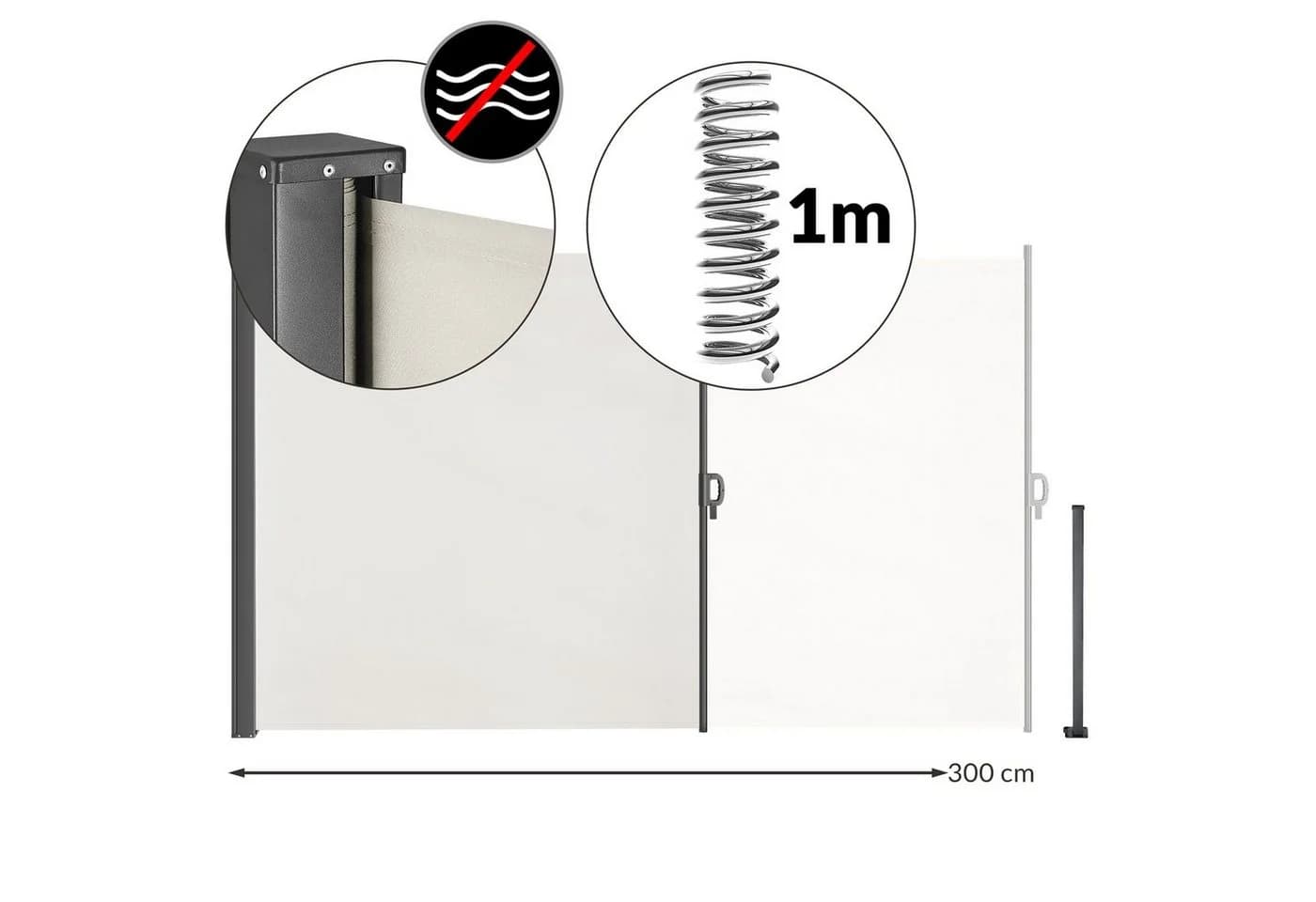 Casaria Balkonsichtschutz Norsara Seitenmarkise 180x300cm Ausziehbar - Bild 3