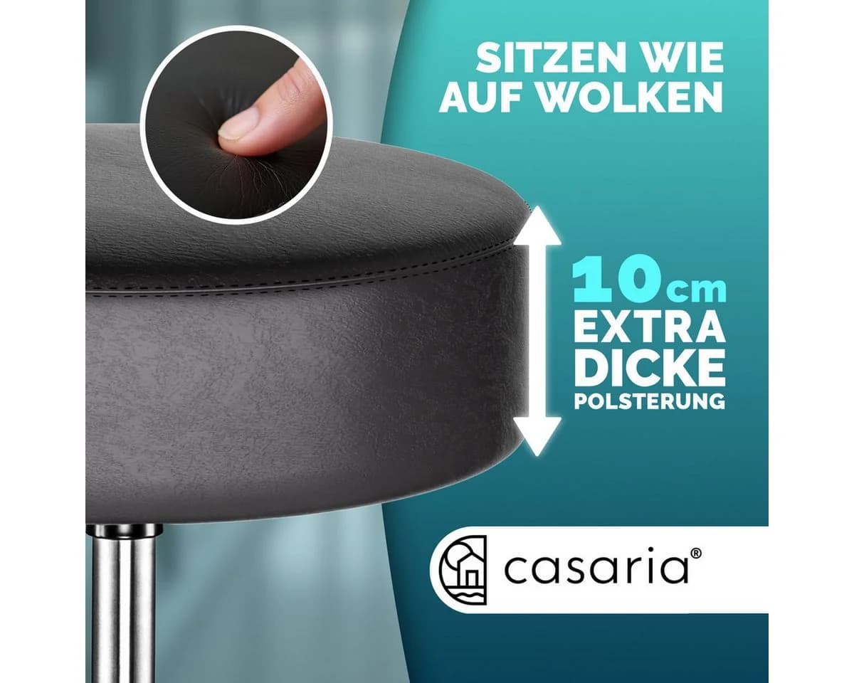 Casaria Drehhocker Höhenverstellbar Schwarz Kunstleder
