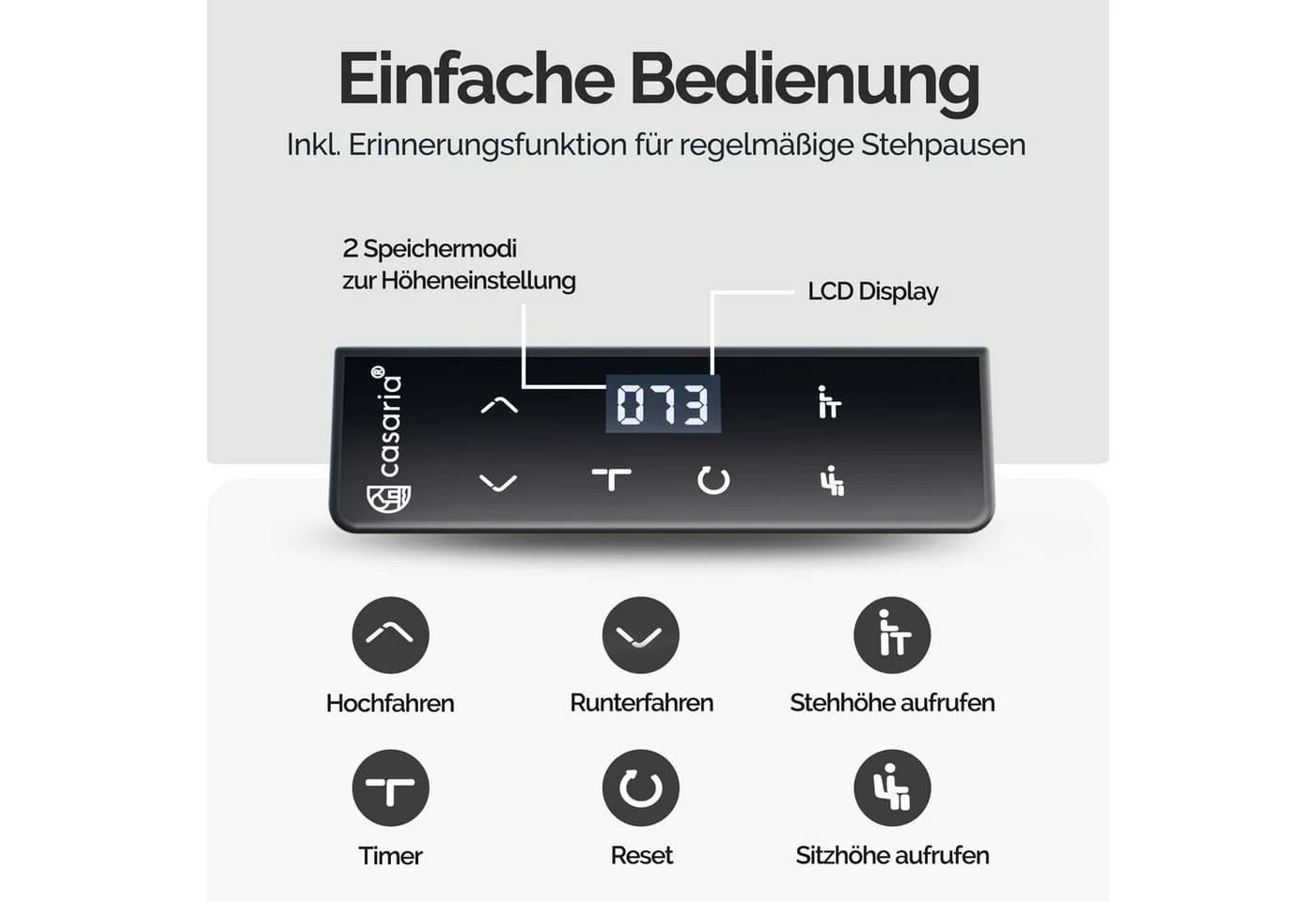 Casaria Elektrischer Schreibtisch mit LCD-Display und Höhenverstellung - Bild 3