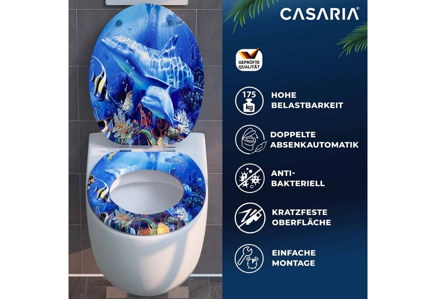 Casaria WC-Sitz mit doppelter Absenkautomatik MDF Holz hygienisch