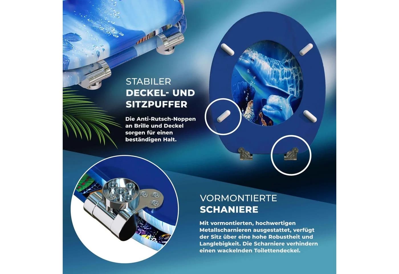 Casaria WC-Sitz mit doppelter Absenkautomatik MDF Holz hygienisch - Bild 5