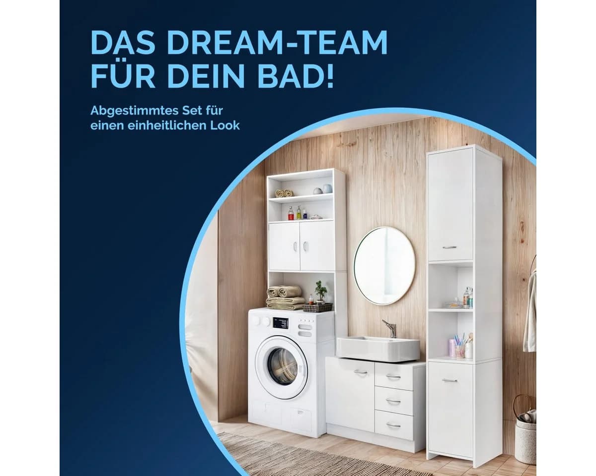 Casaria Badmöbel-Set 3-teilig Weiß - Hochschrank & Unterschrank