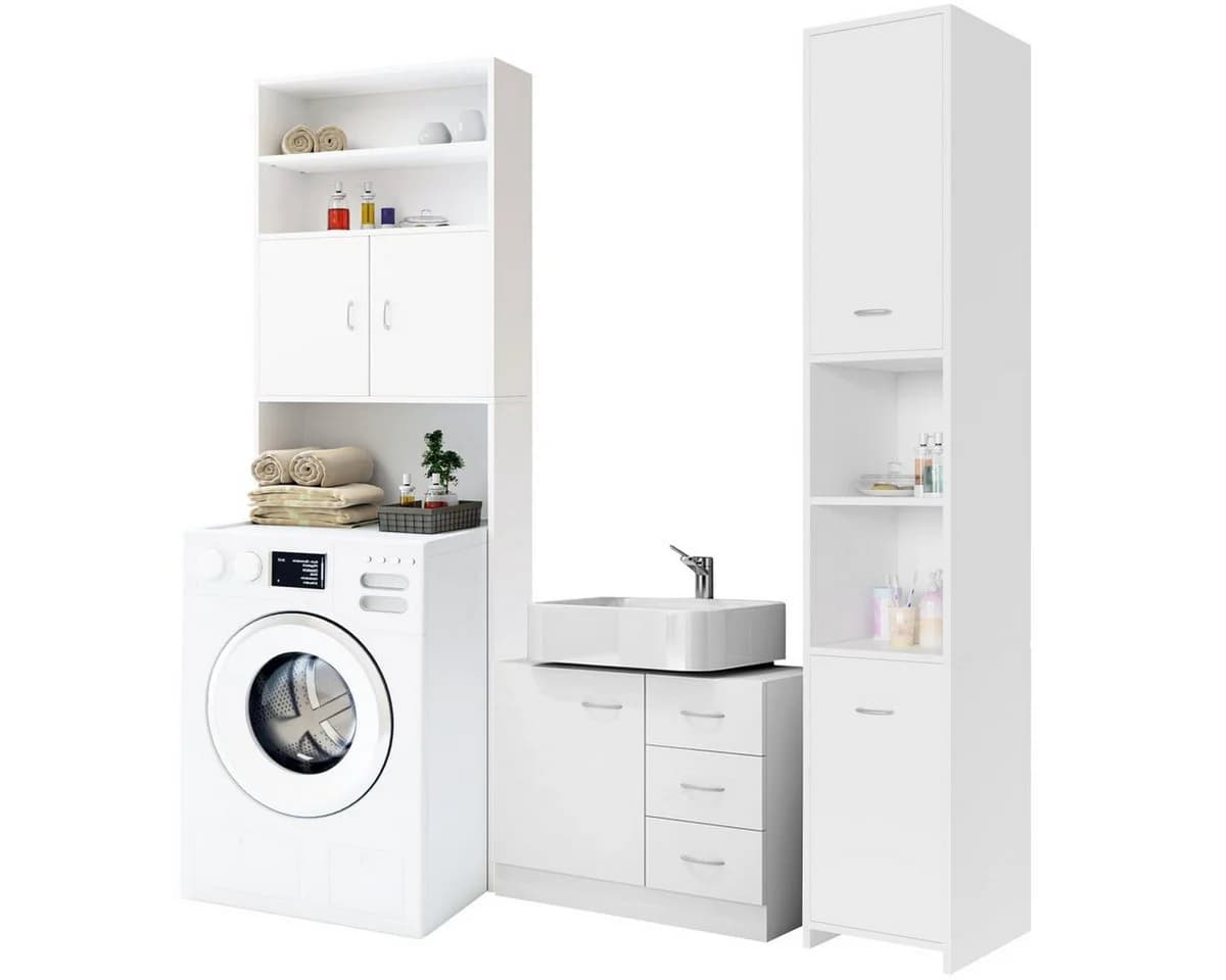 Casaria Badmöbel-Set 3-teilig Weiß - Hochschrank & Unterschrank - Bild 2