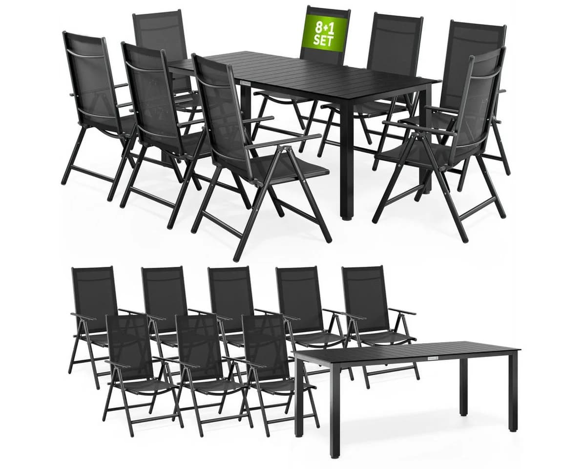 Casaria Garten-Essgruppe WPC Bern 9-tlg. Anthrazit Aluminium Klappbar - Bild 2