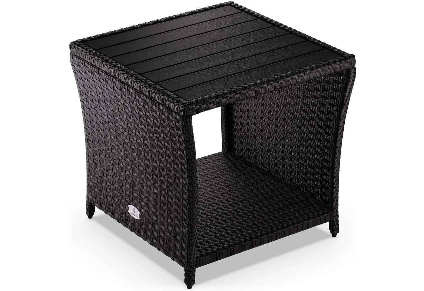 Casaria Beistelltisch Wetterfest Polyrattan WPC Schwarz - Bild 2