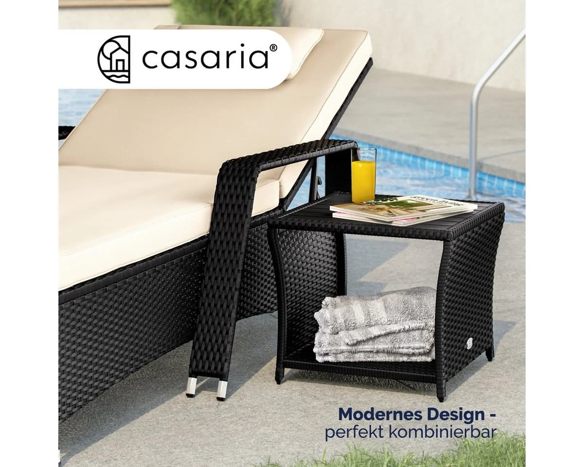 Casaria Beistelltisch Wetterfest Polyrattan WPC Schwarz - Bild 3