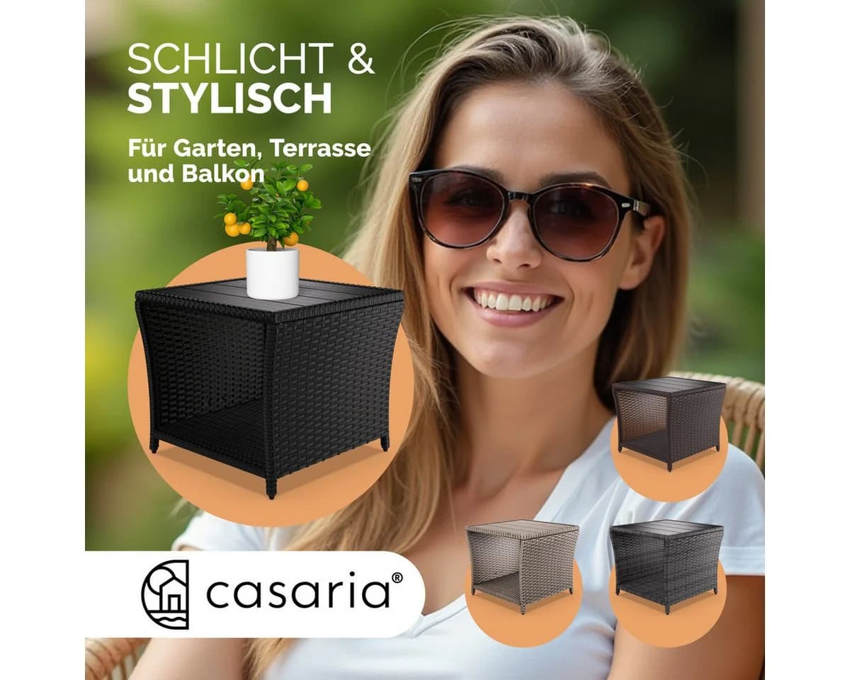 Casaria Beistelltisch Wetterfest Polyrattan WPC Schwarz - Bild 5