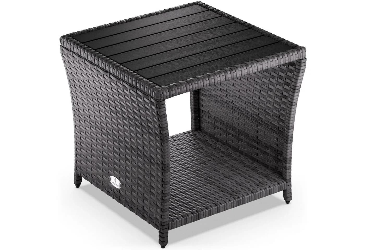 Casaria Beistelltisch Grau Wetterfest Polyrattan WPC Outdoor - Bild 2