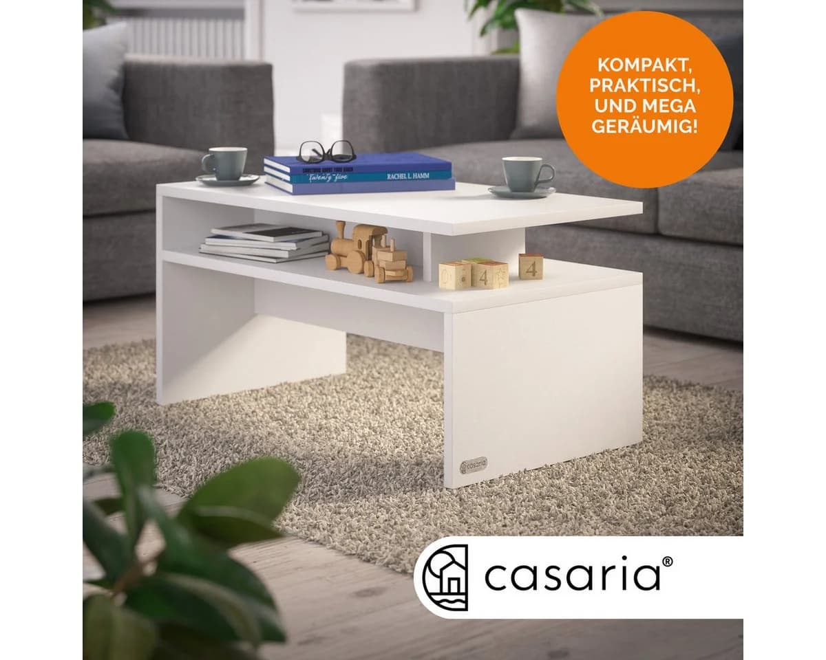 Casaria Couchtisch Sacramento Weiß Modern mit Stauraum