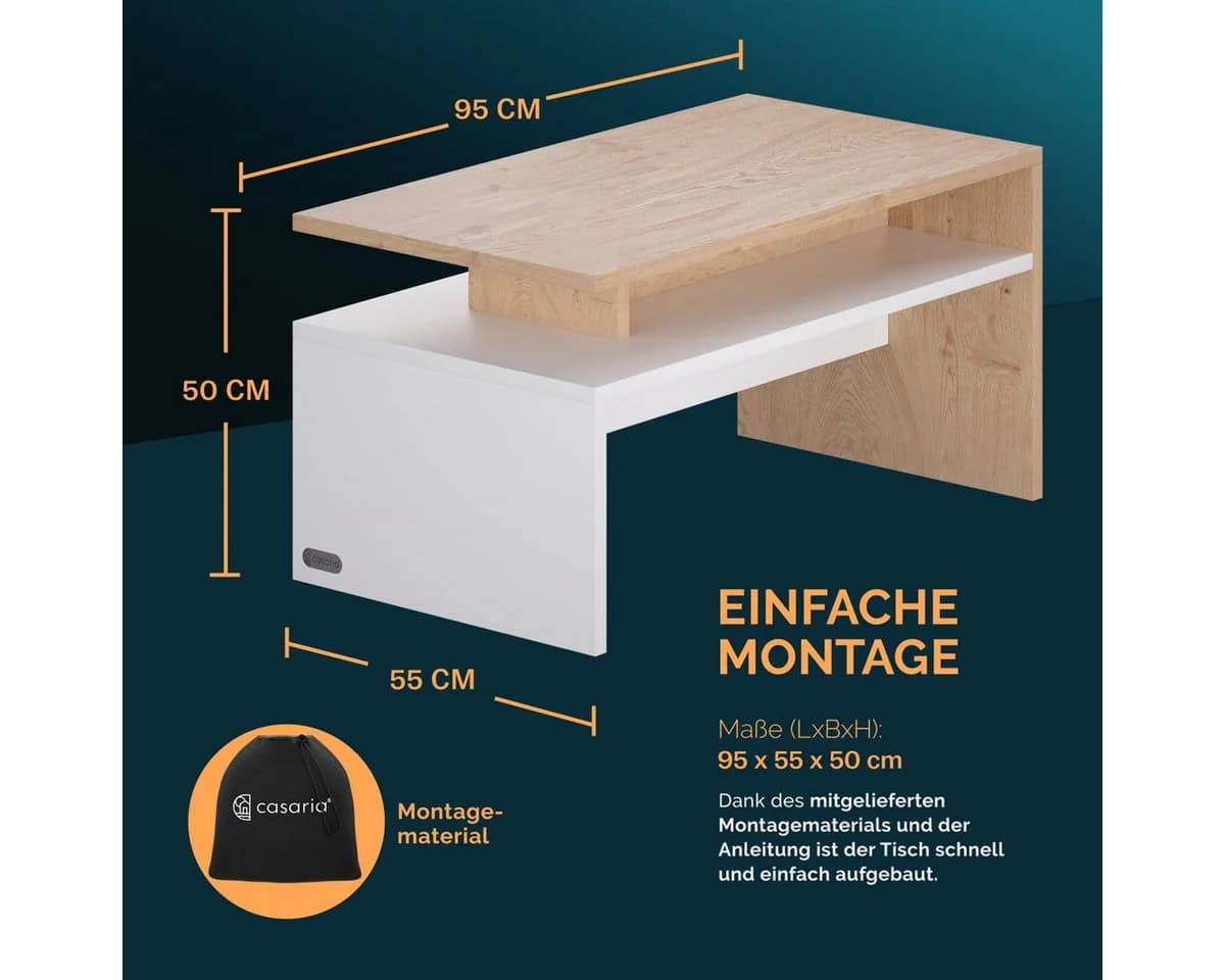 Casaria Couchtisch Sacramento Weiß Modern mit Stauraum - Bild 4