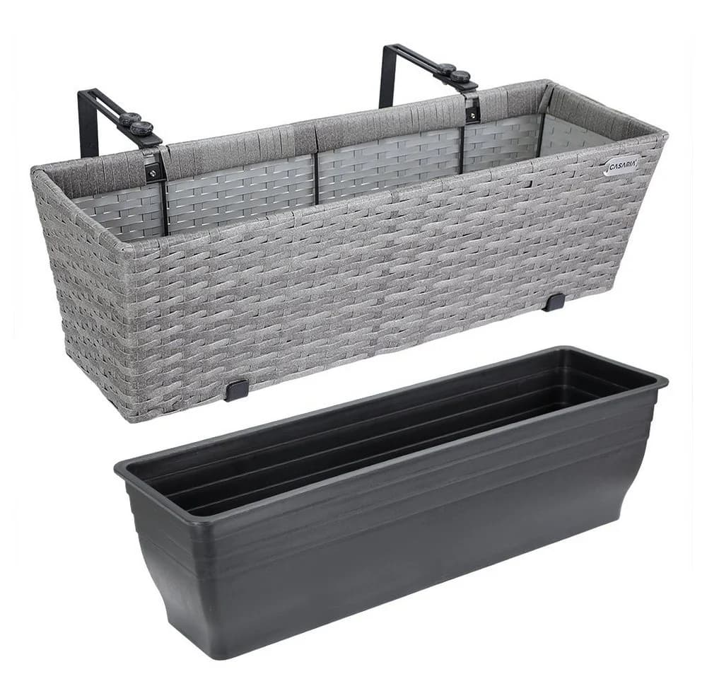 Casaria Blumenkasten 4er Set 11L Polyrattan mit Halterung - Bild 3