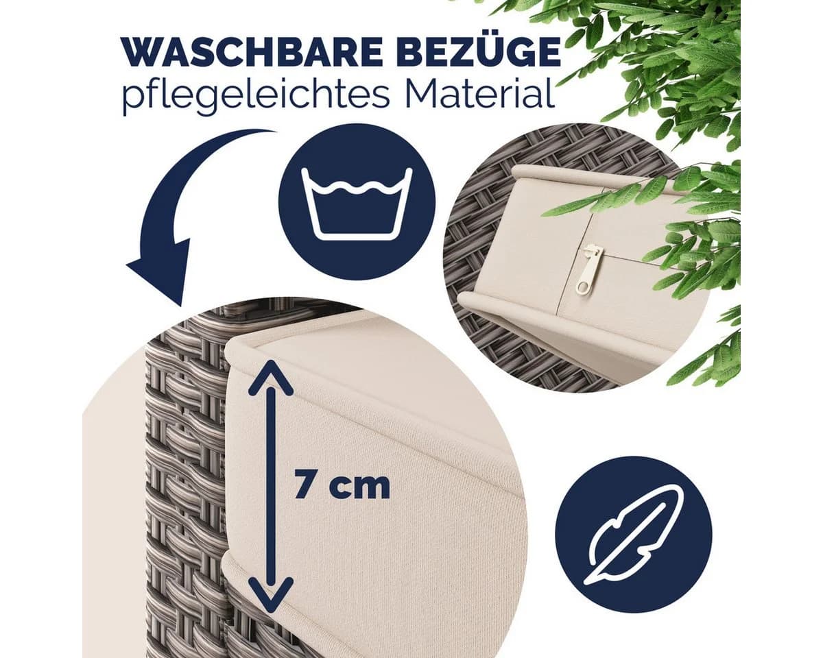 Casaria Gartenlounge-Set Lissabon 17-tlg. Beige/Grau Schwarz Polyrattan - Bild 4