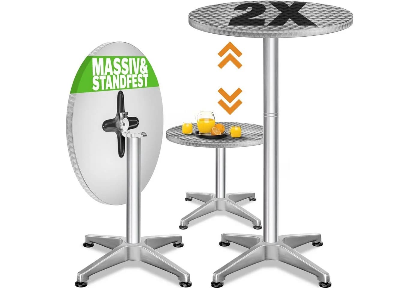 Casaria Stehtisch Klappbar Höhenverstellbar Aluminium Rund 60cm - Bild 2