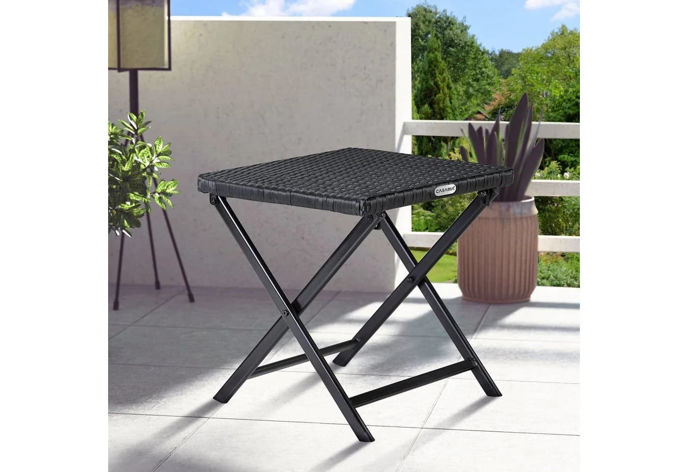 Casaria Gartenstuhl Rom 2er Set Schwarz Polyrattan Klappbar