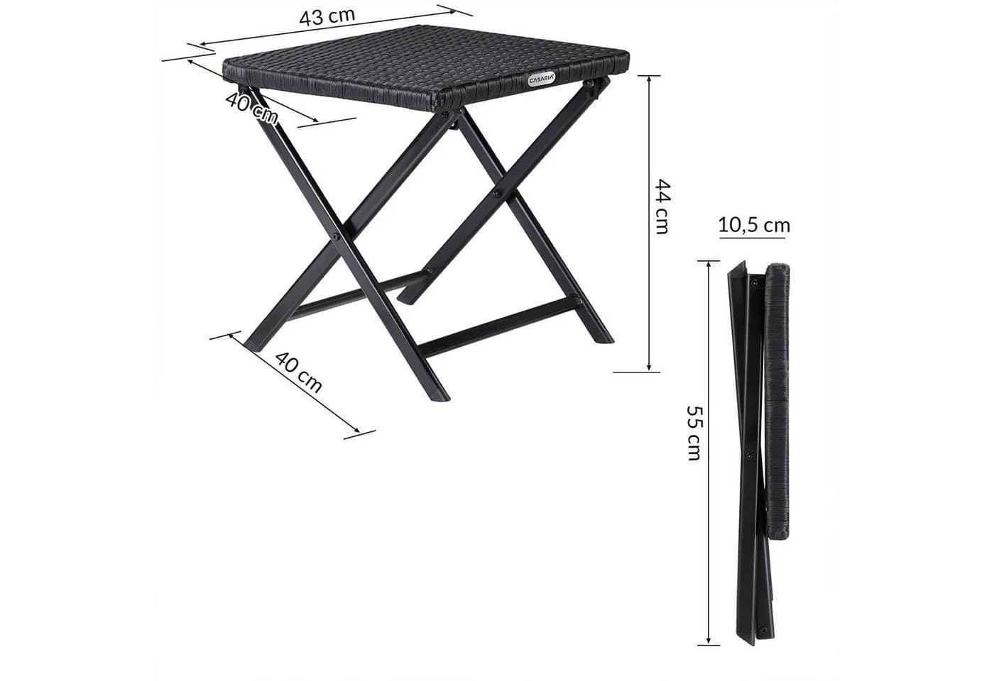 Casaria Gartenstuhl Rom 2er Set Schwarz Polyrattan Klappbar - Bild 5
