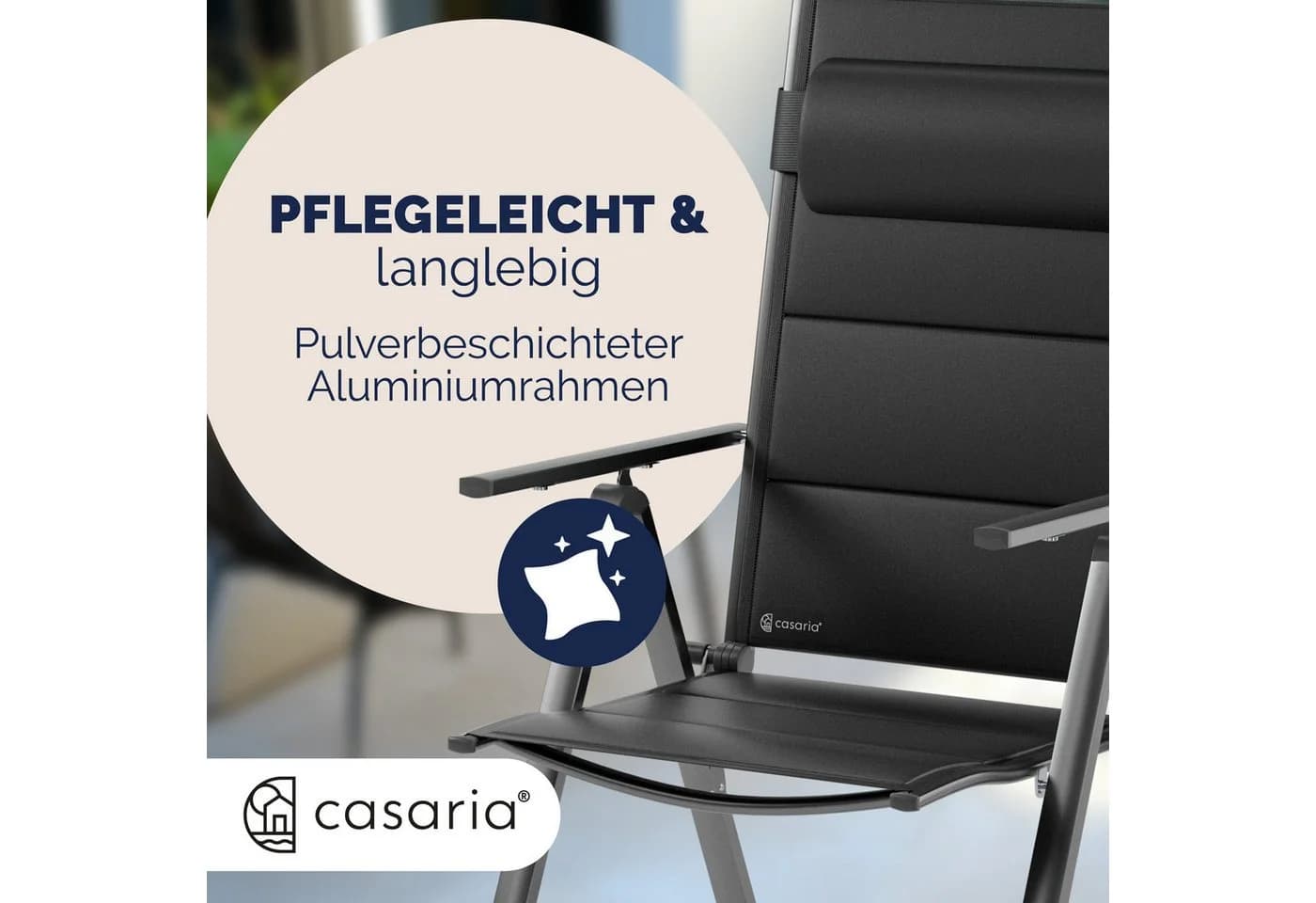 Casaria Gartenstuhl Bern Premium 4er Set Anthrazit 8-fach Verstellbar Gepolstert - Bild 5