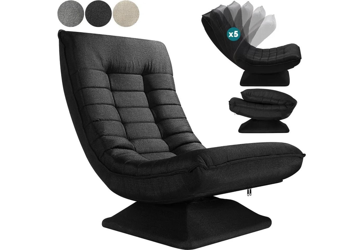 Casaria Relaxsessel Aberdeen Schwarz Verstellbar Drehbar Klappbar - Bild 2